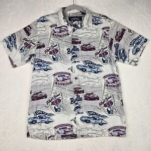 Newport Blue Mens Racing Short Sleeve Button Up Shirt‎ Size Medium